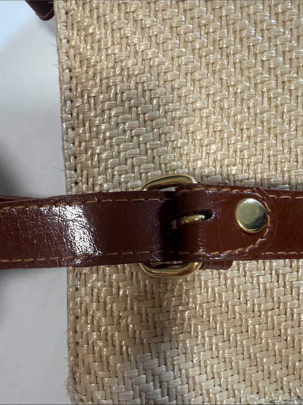 Casual Corner Beige Woven Crossbody with Brown Trim - Picture 10 of 11